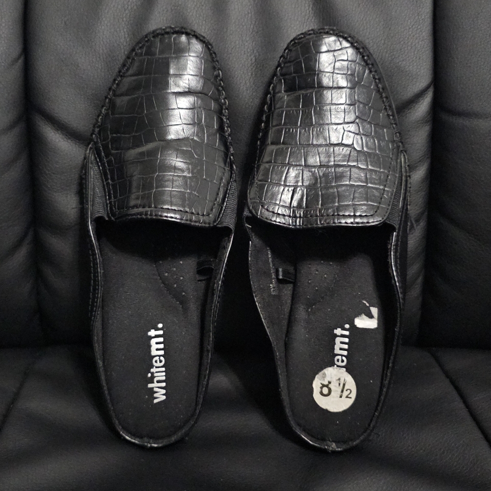 White Mountain black Slip On mule loafer faux leather women's Shoes size 8.5